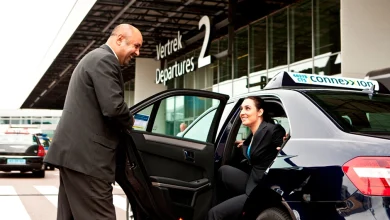 a business lady coming out from car at airport