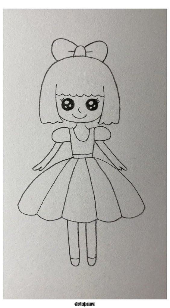 Cartoon Cute Short Hair Girl Drawing