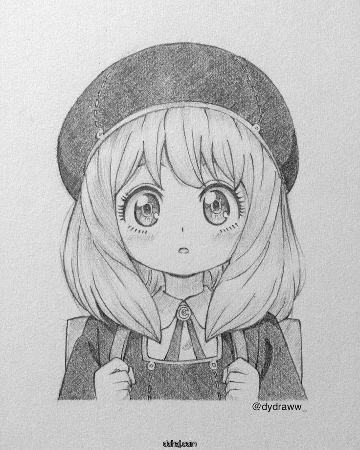 Kawaii Cute Anime Girl Drawing No Color