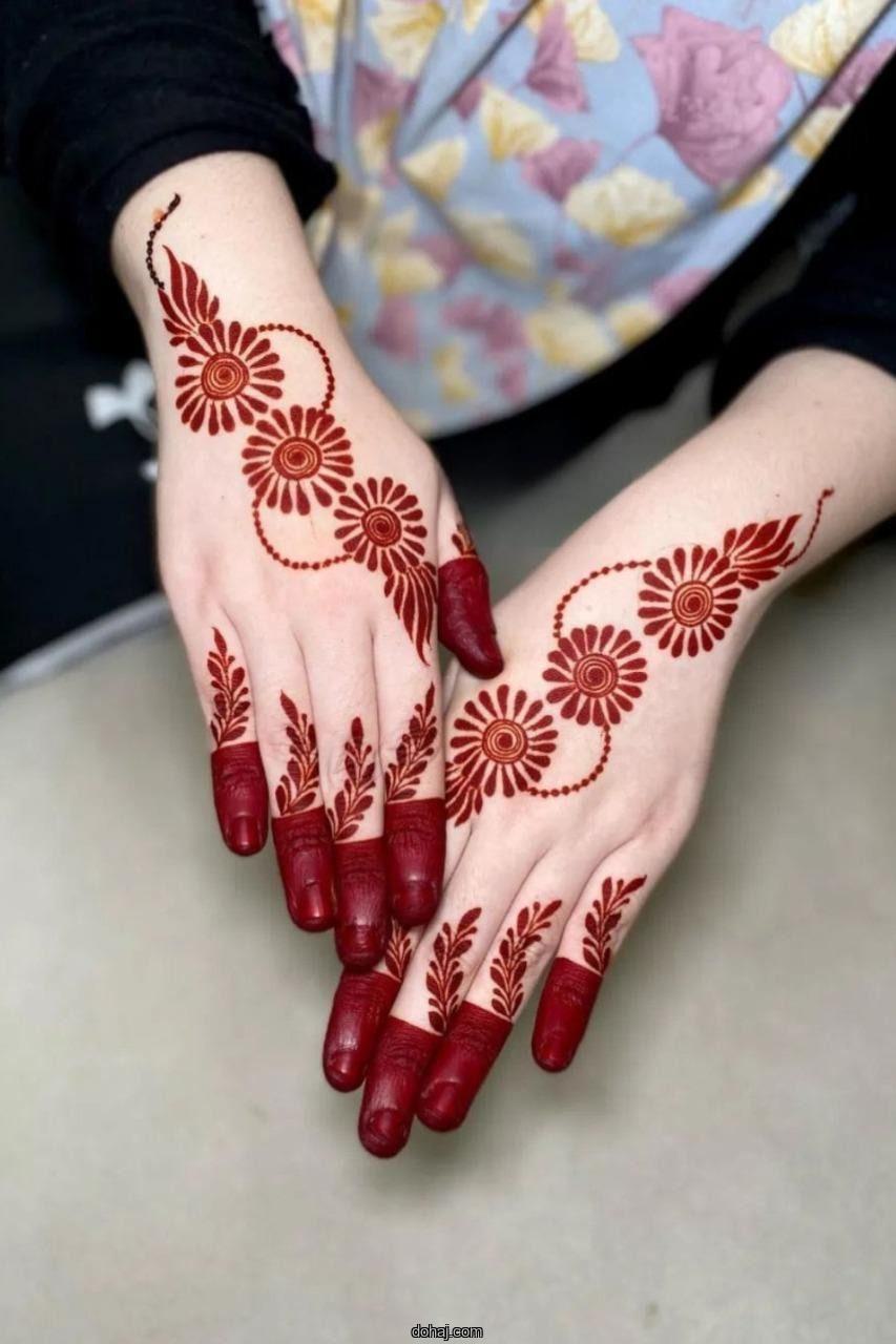 Simple Mehndi Design Flower Front Hand.