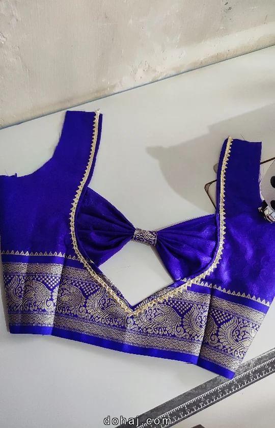 2022 Back Neck Silk Saree Blouse Designs