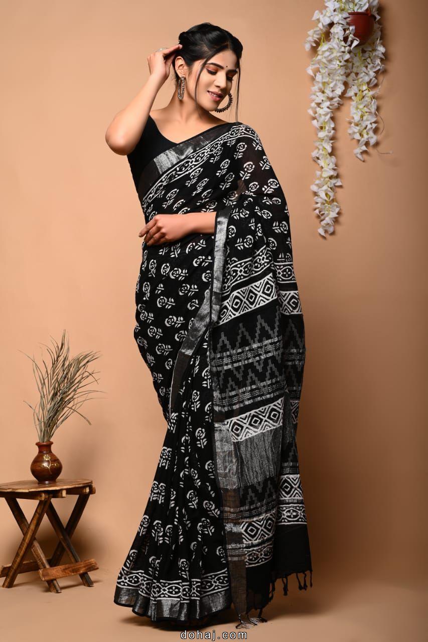 Ajrakh Cotton Sarees