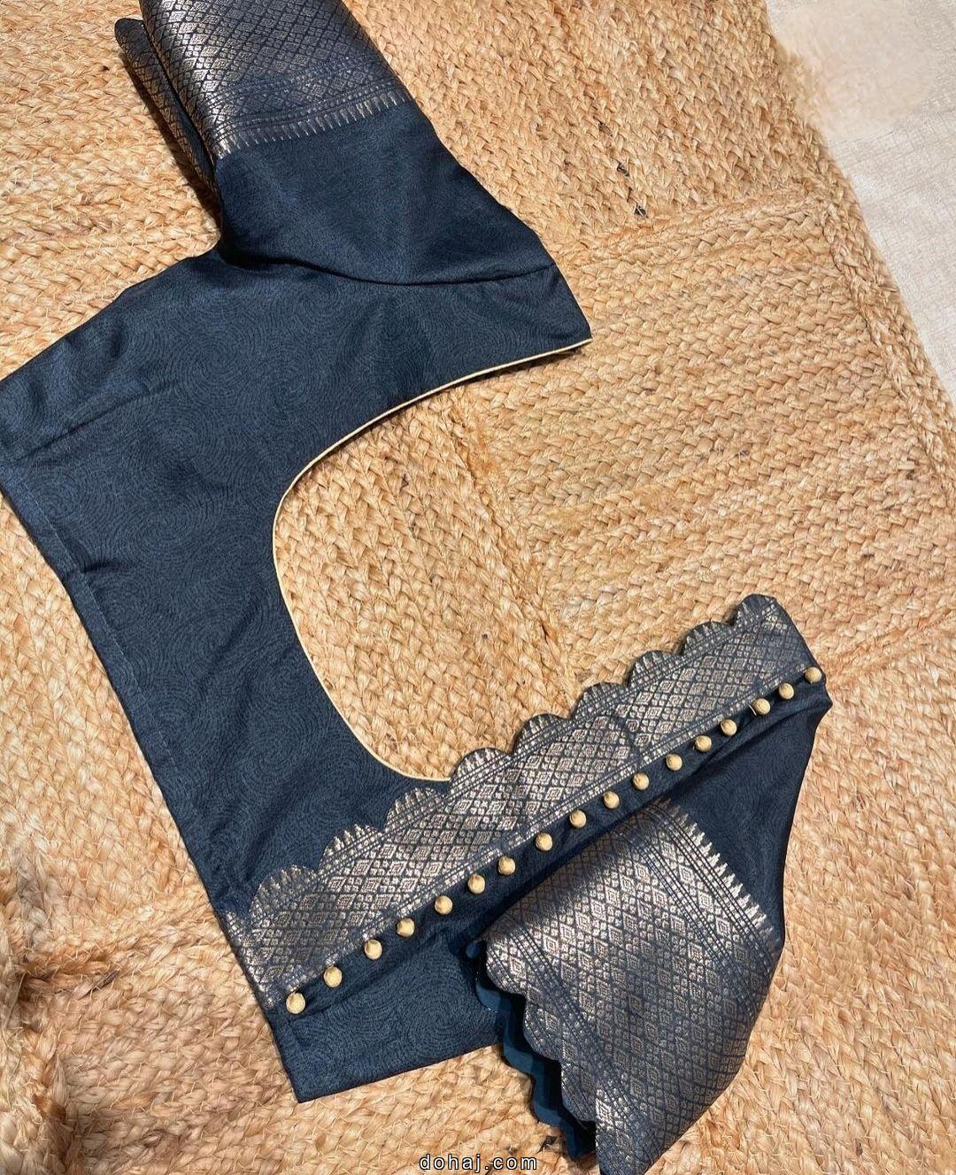 Back Front Boat Neck Blouse For Silk Saree