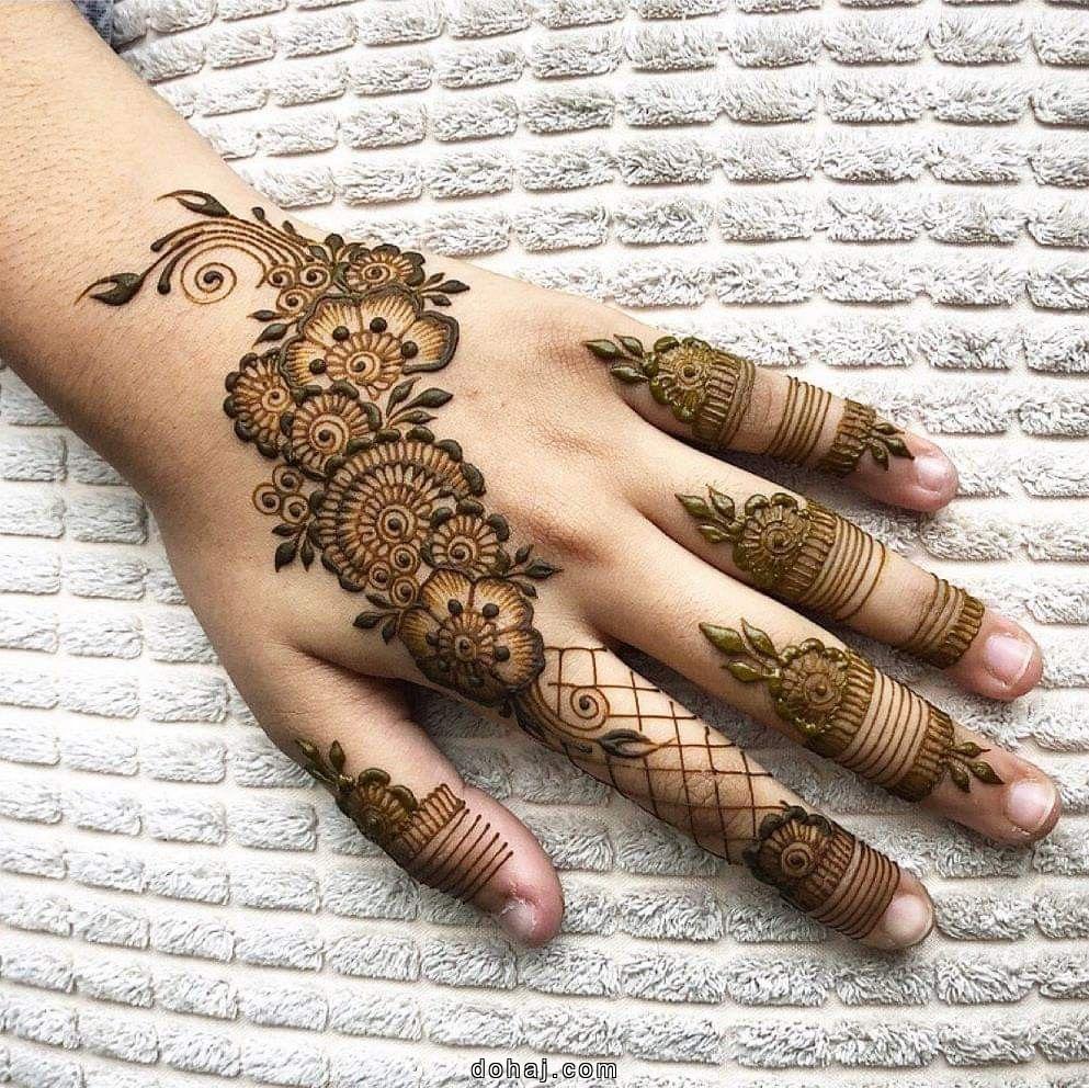 Back Hand Mehndi Design Rose Flower