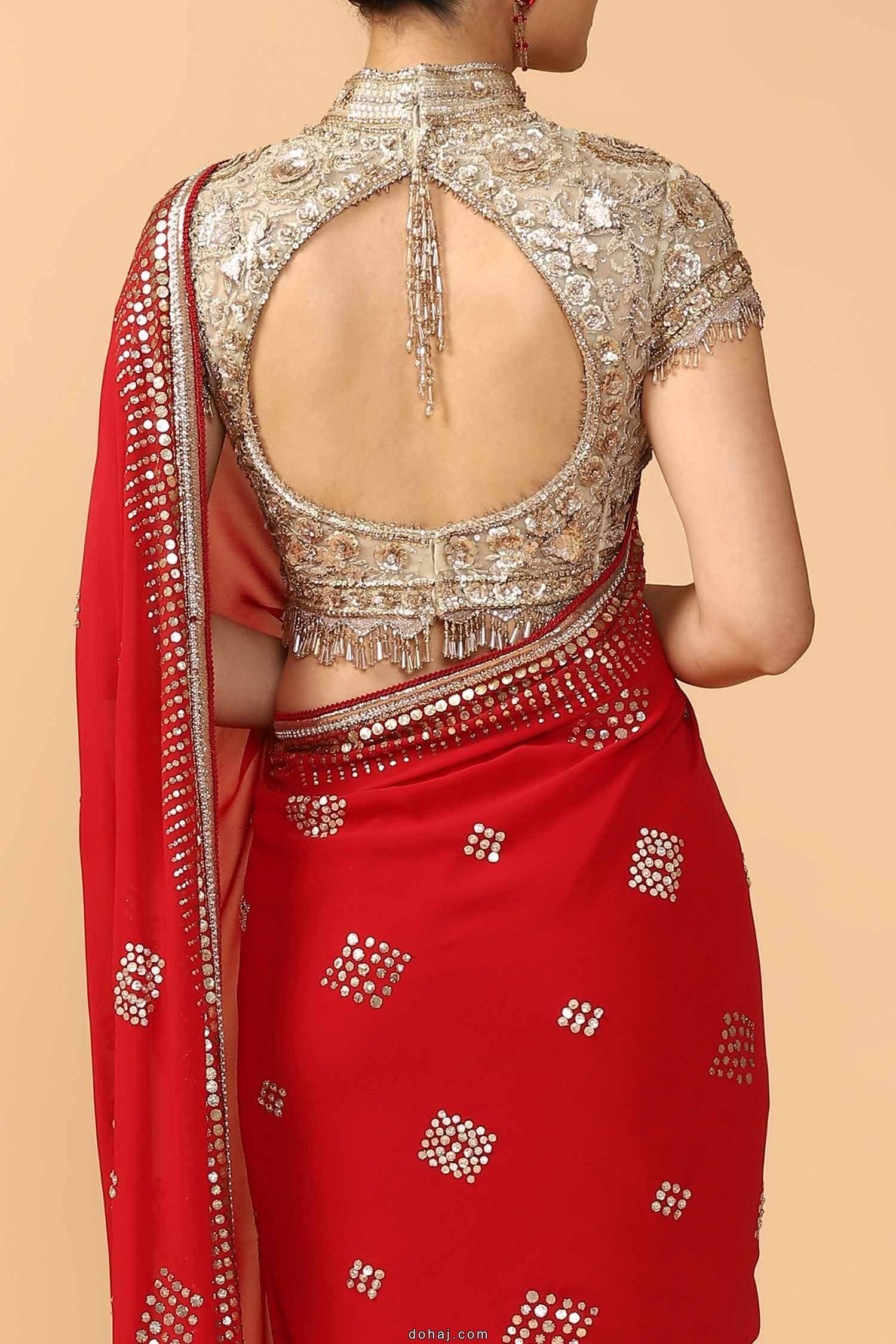 Back Neck Pattu Saree Blouse Neck Designs