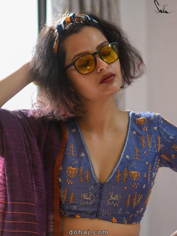 Back Neck Silk Simple Blouse Designs