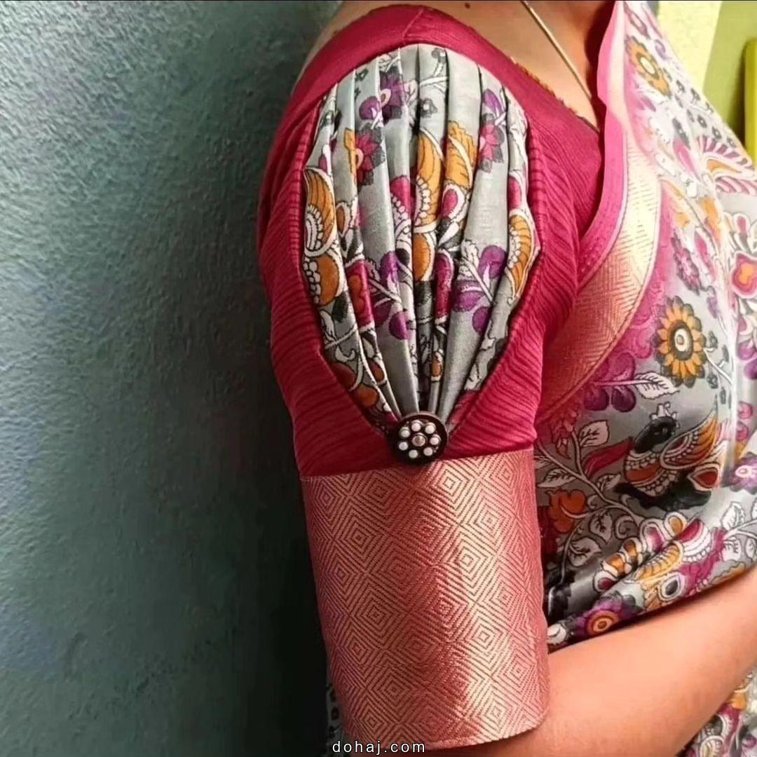 Back Side Boat Neck Blouse Designs For Silk Sarees