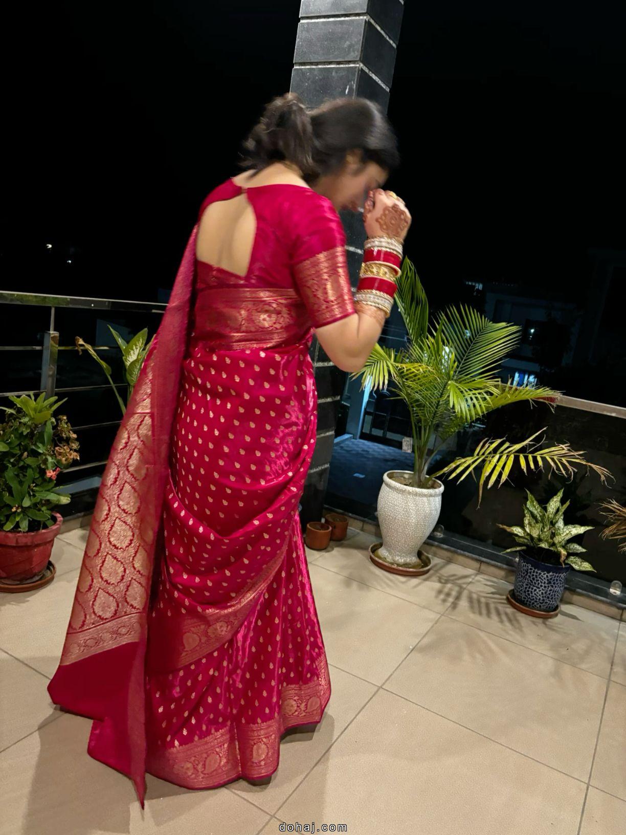 Back Side Boat Neck Blouse Designs