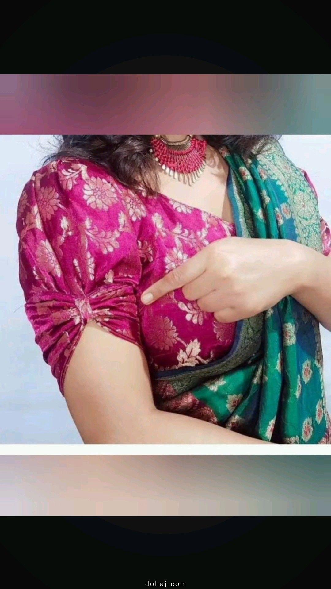 Back Side Boat Neck Half Saree Blouse Designs