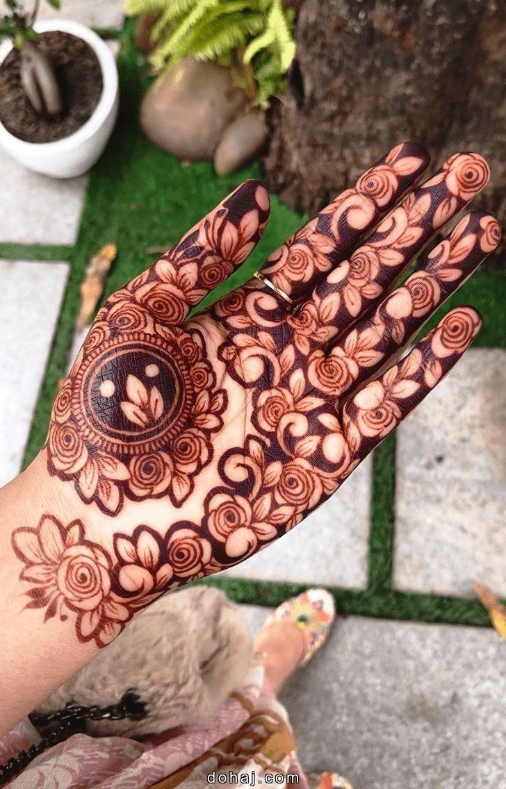 Big Flower Mehndi Design Back Hand