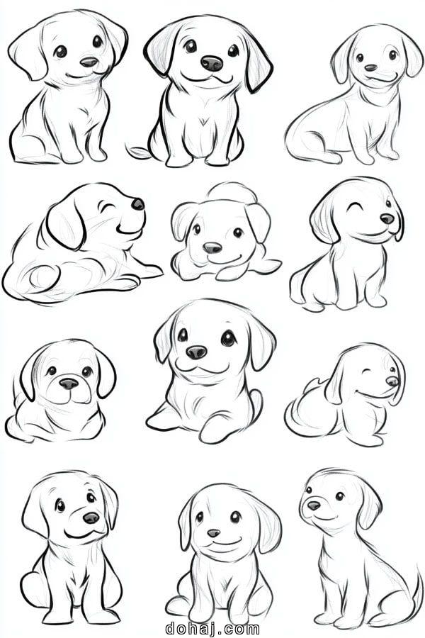 Black And White Dog Drawing