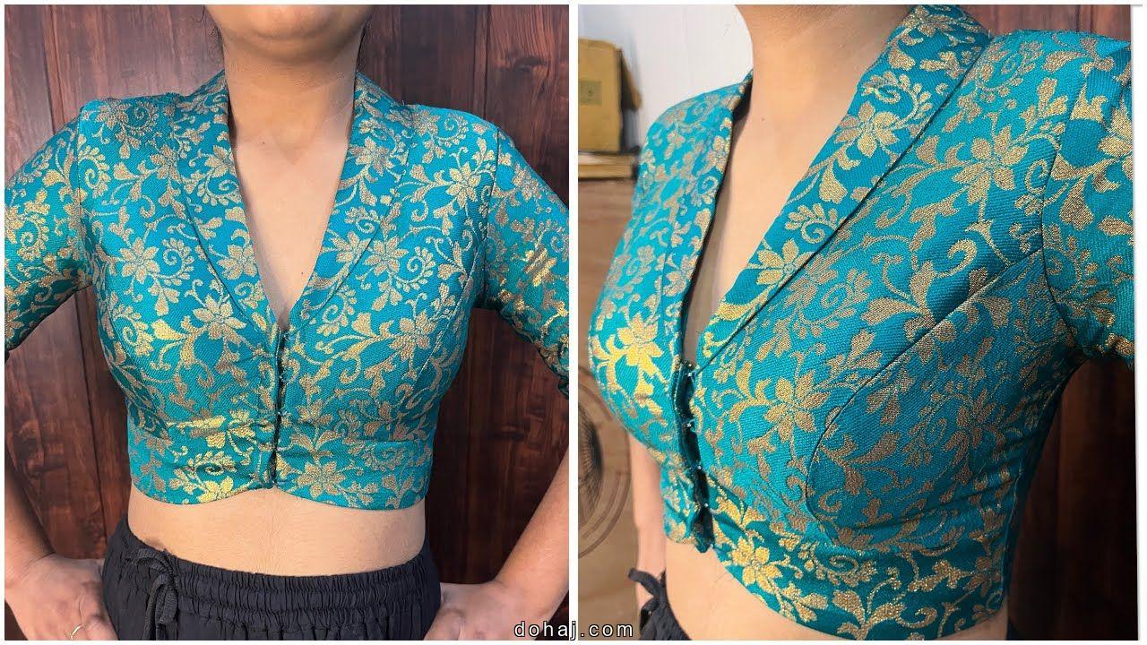 Boat Neck Back Blouse Designs