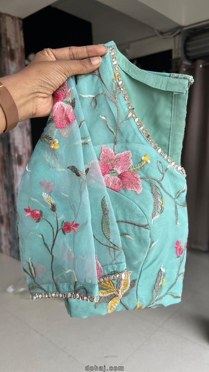 Boat Neck Banarasi Blouse Designs