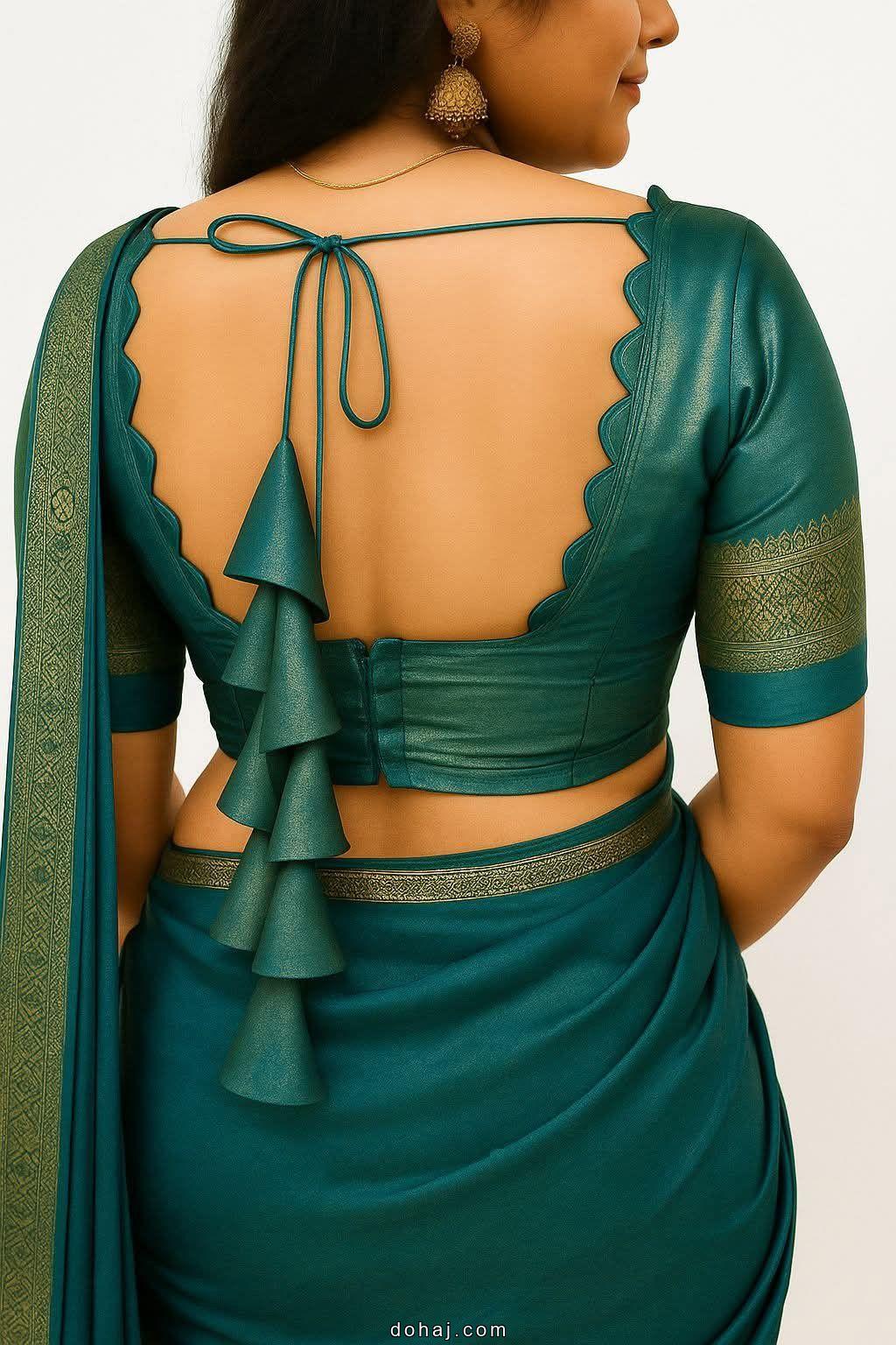 Boat Neck Banarasi Saree Blouse Designs