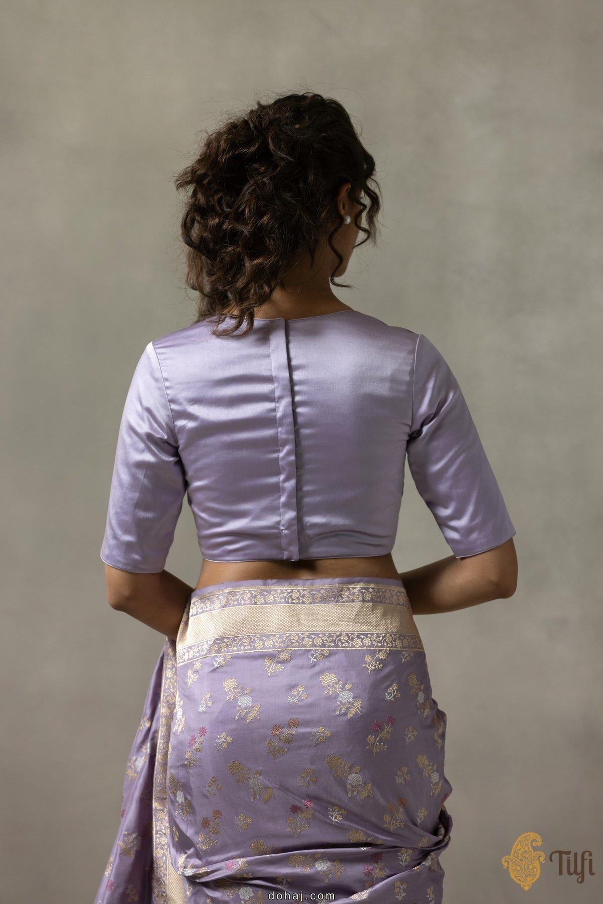 Boat Neck Banarasi Saree Blouse Designs