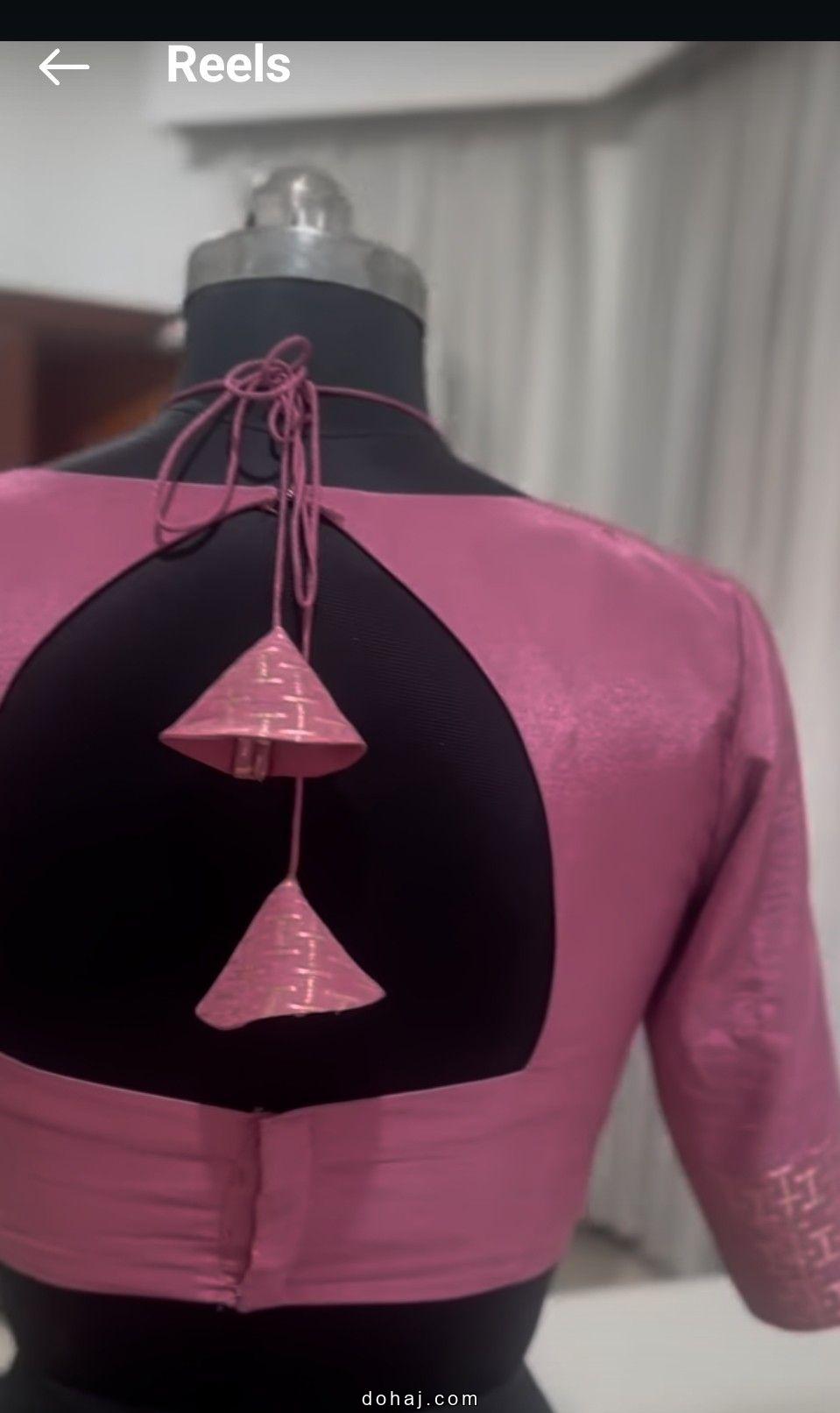 Boat Neck Blouse Designs For Half Saree