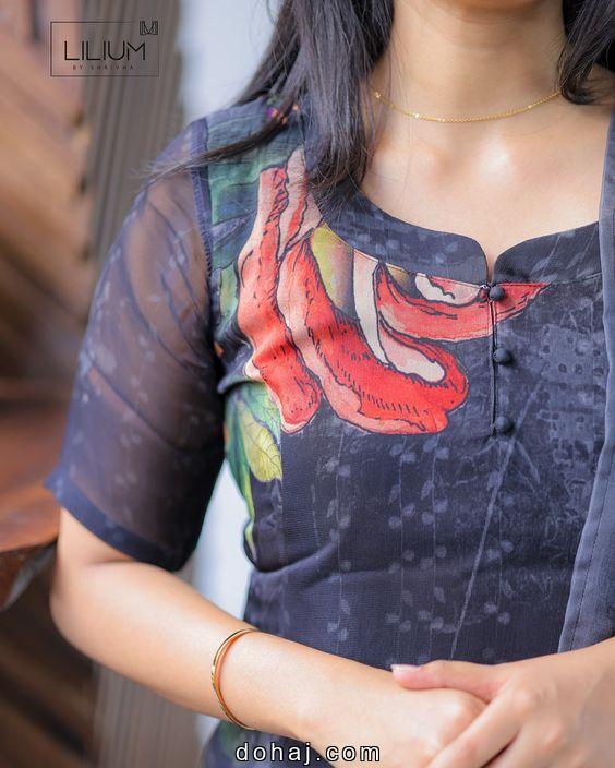 Boat Neck Blouse Model