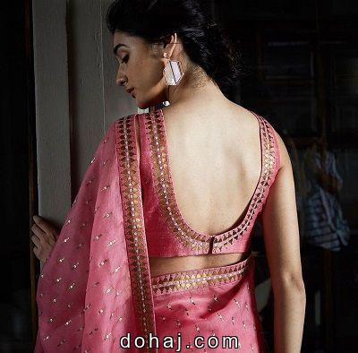 Boat Neck Full Sleeve Blouse Designs