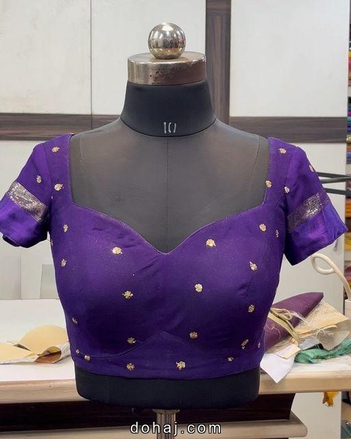 Boat Neck Ikkat Blouse Designs