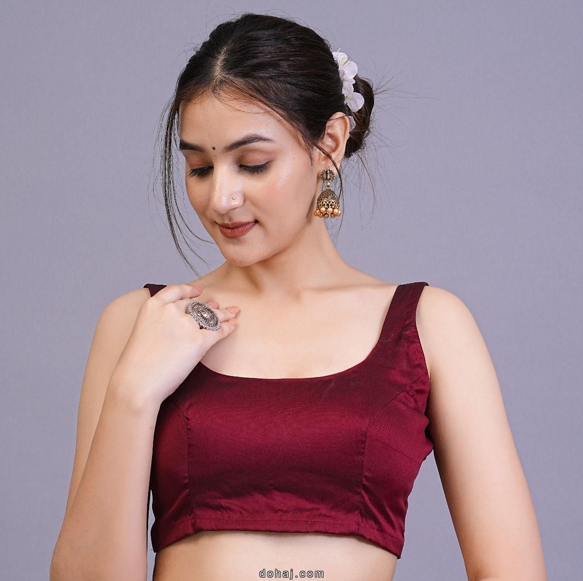 Boat Neck Organza Blouse Designs