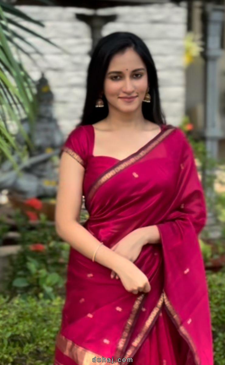 Boat Neck Silk Saree Simple Blouse Designs