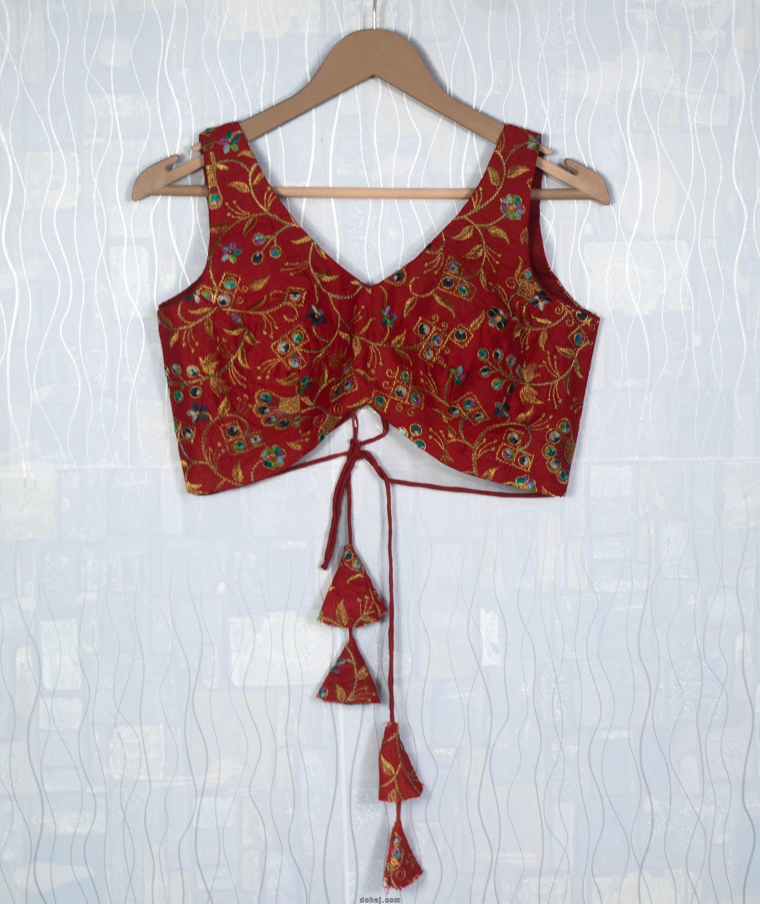 Boat Neck Sleeveless Blouse Design