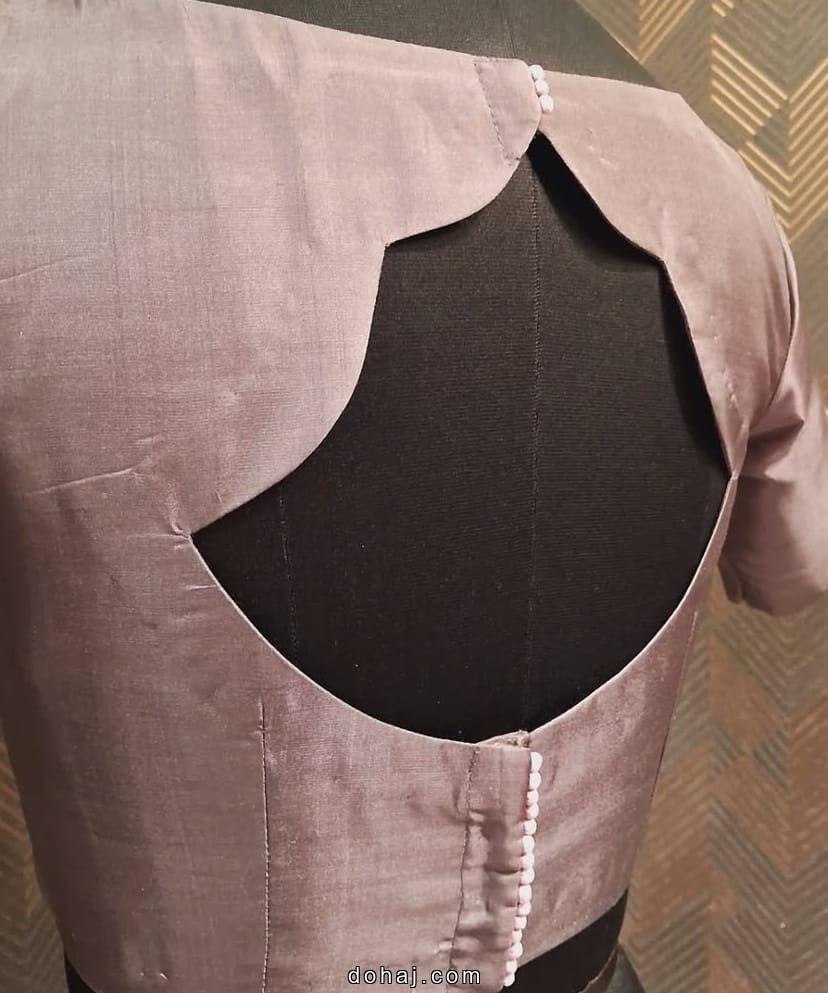 Brocade Blouse Front Deep Back Boat Neck Blouse Designs