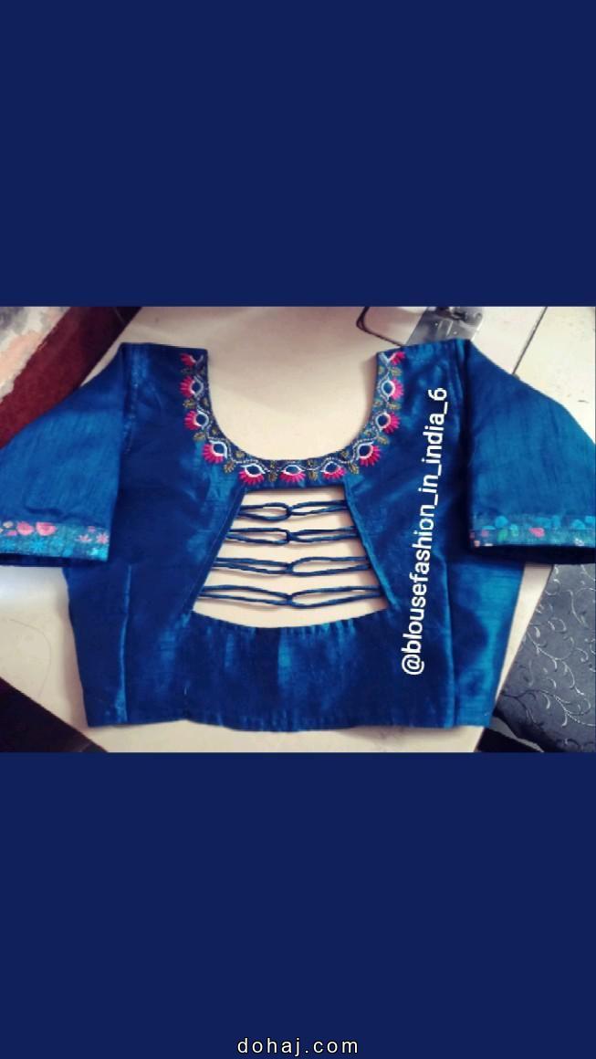 Cotton Boat Neck Blouse Design