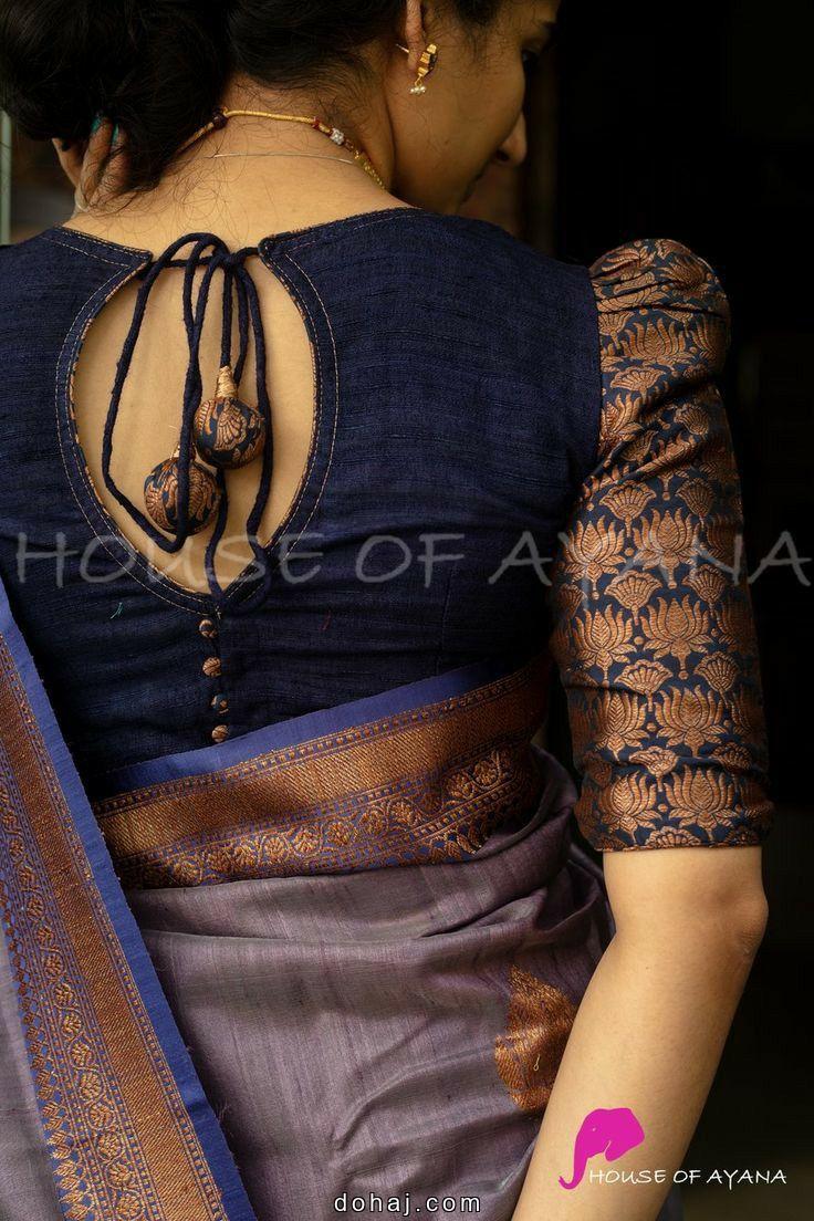 Cotton Boat Neck Blouse Designs