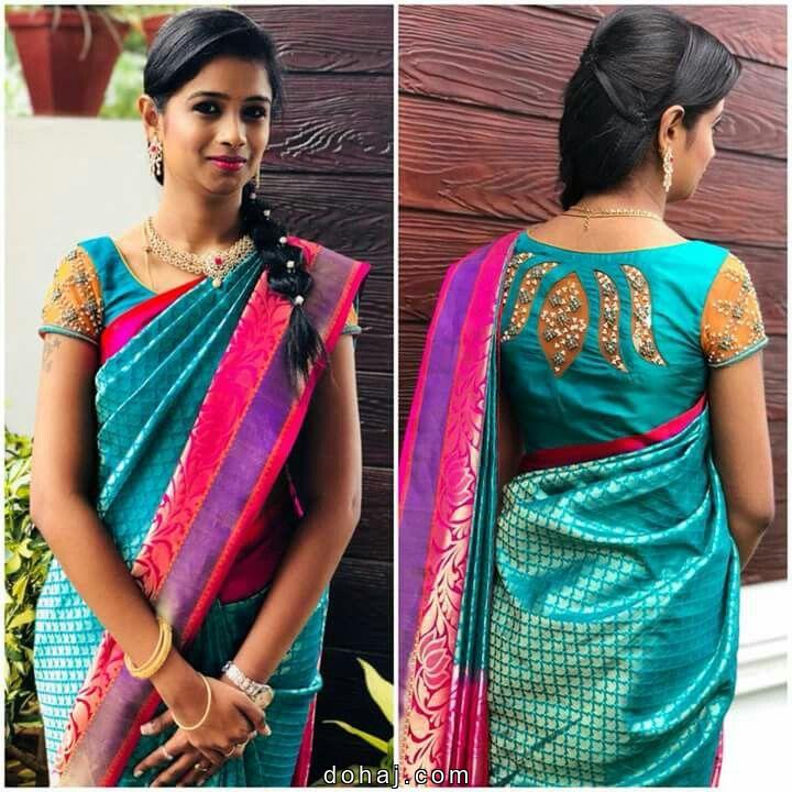 Deep Boat Neck Blouse Designs Front And Back