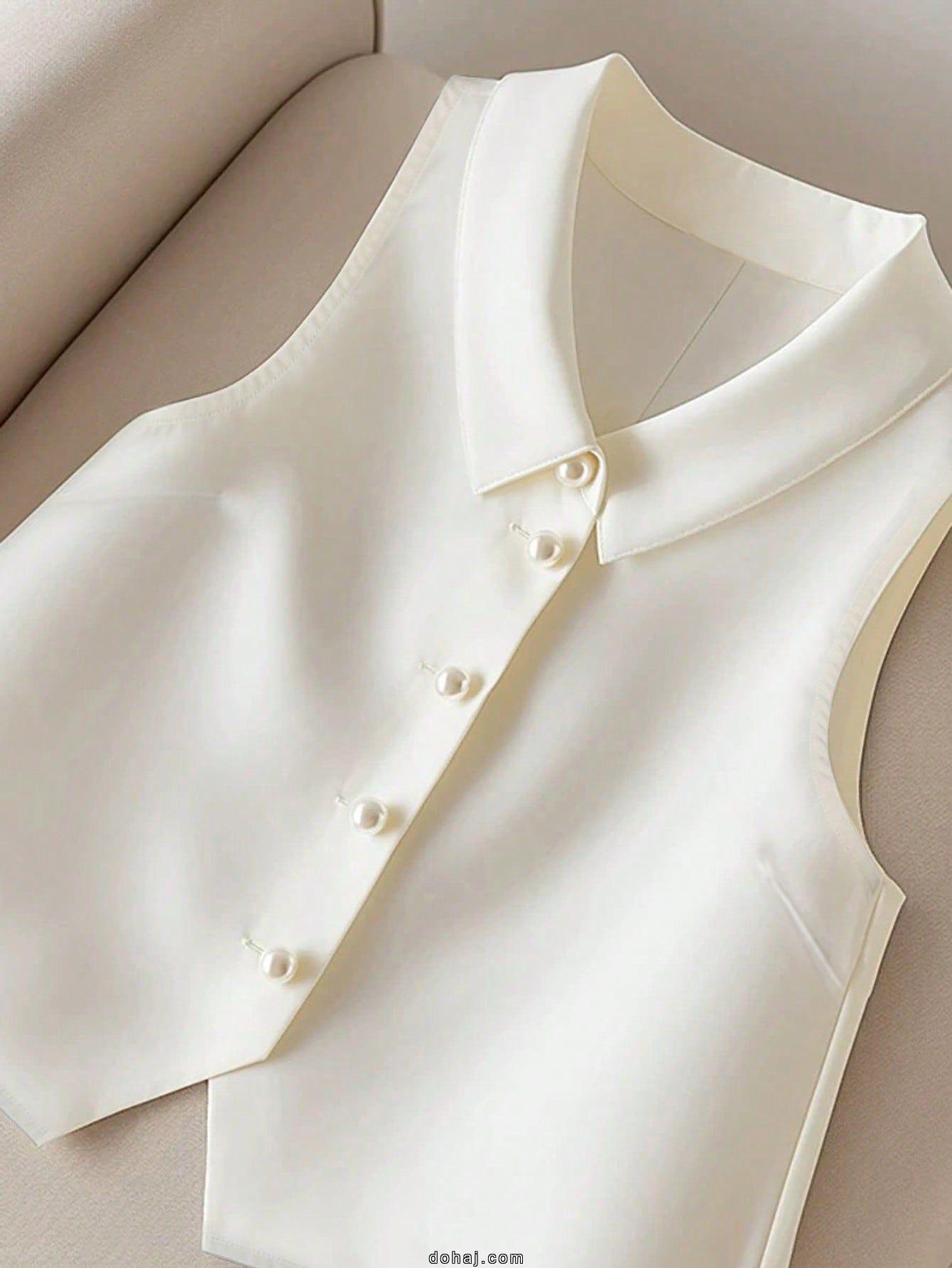 Deep Neck Sleeveless Blouse