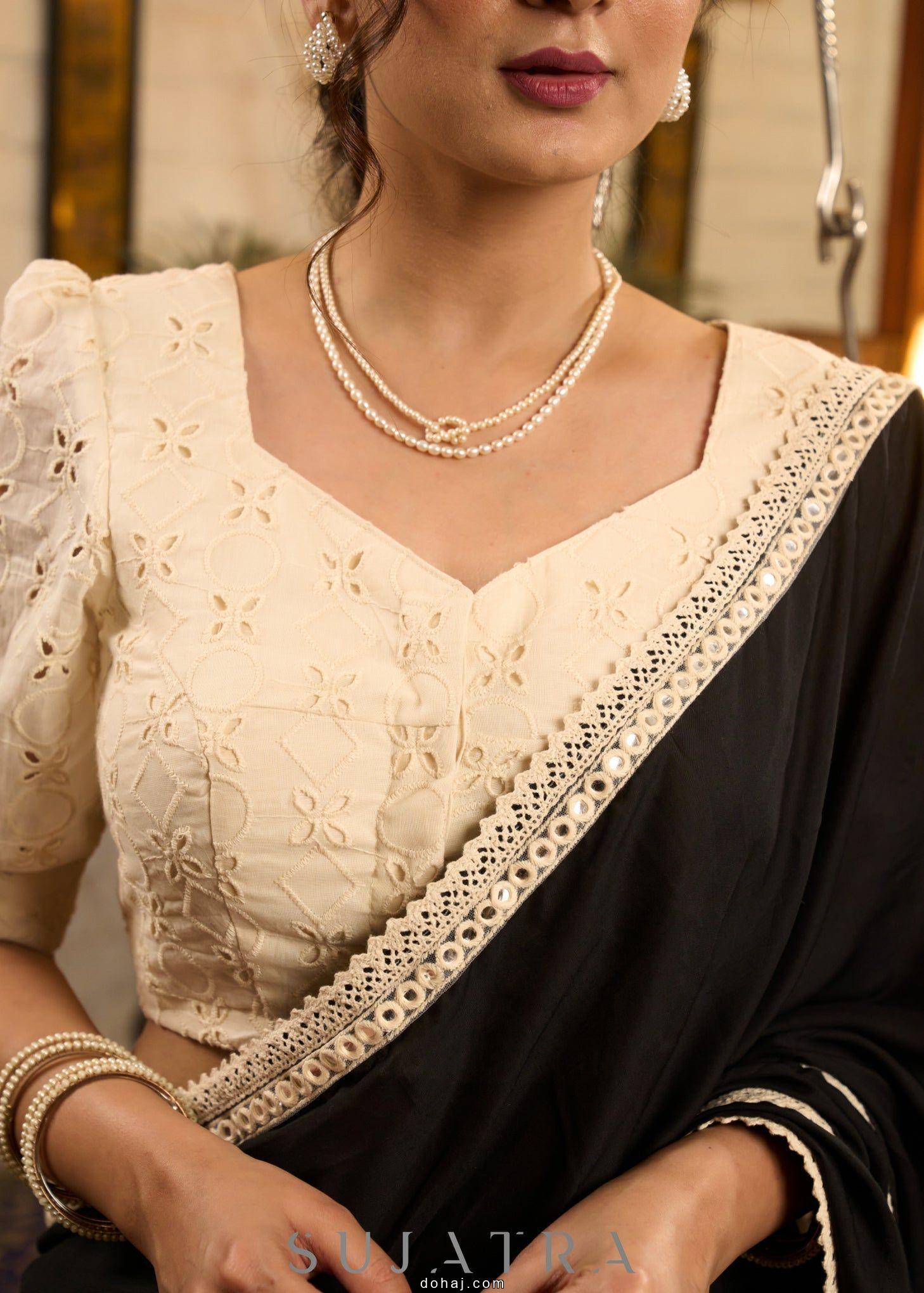 Elbow Length Puff Sleeve Saree Blouse