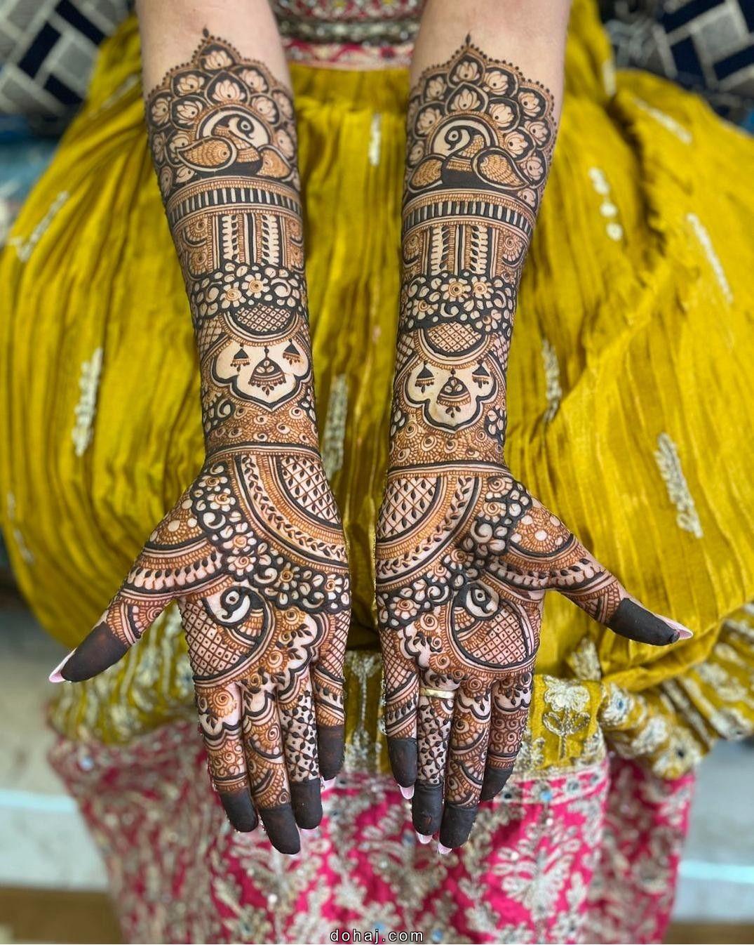 Floral Floral Back Full Hand Bridal Mehndi Design