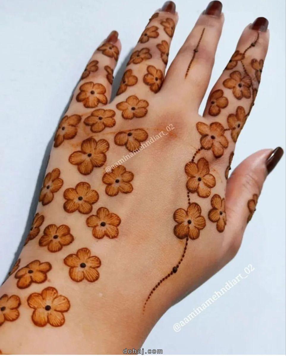 Front Hand Mehndi Flower Design