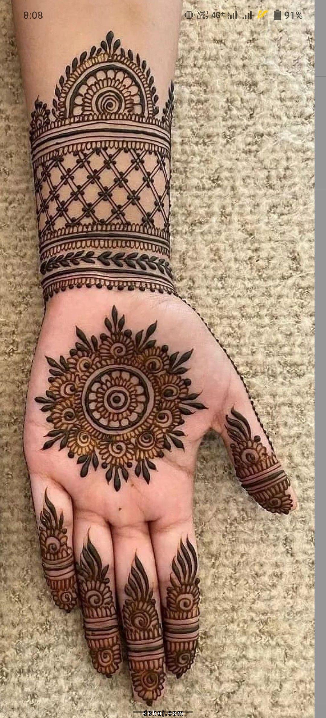 Front Hand Simple Mehndi Design Full Hand Images