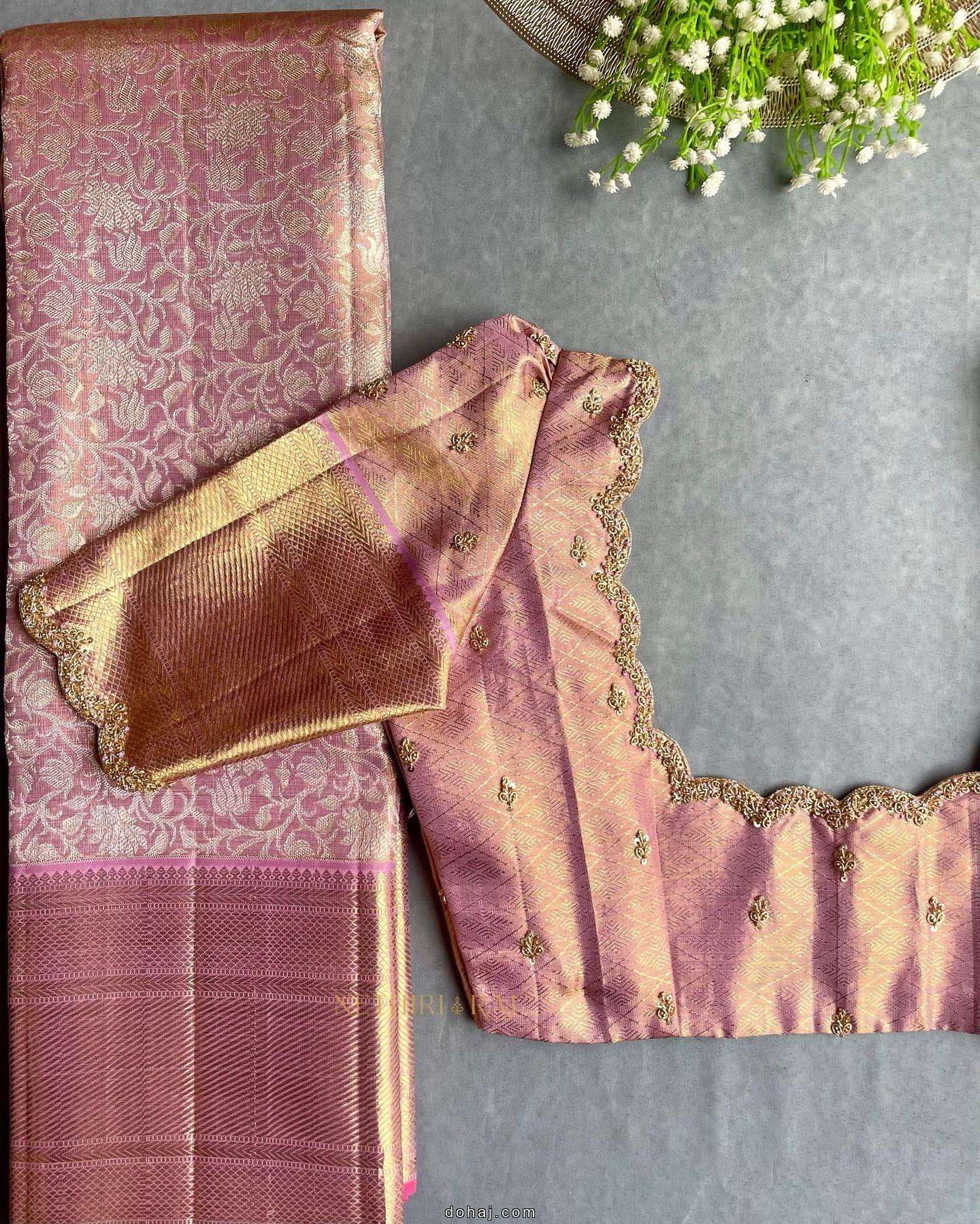 Golden Saree Blouse Designs