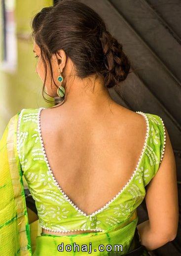 Golden Sleeveless Blouse Design