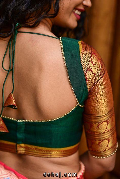 Half Saree Blouse Back Neck Designs