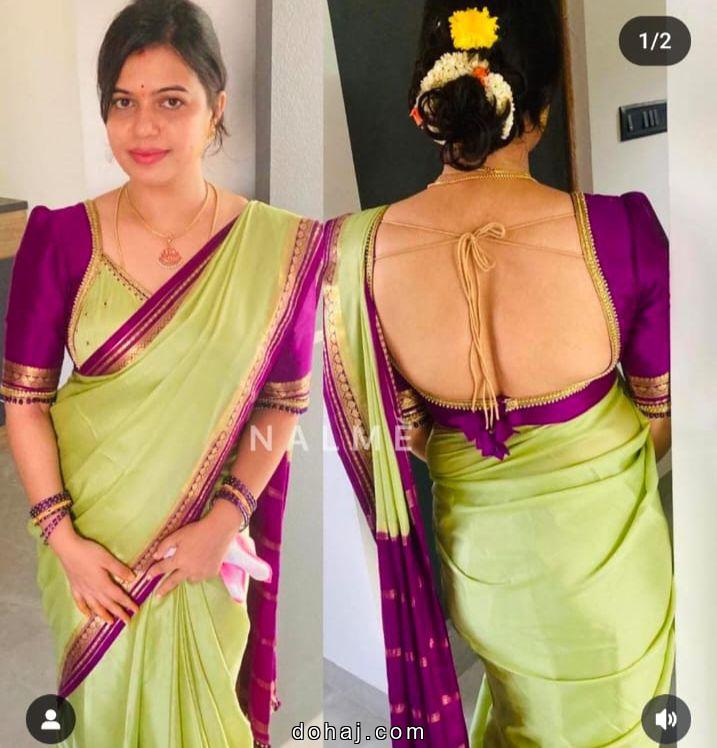 Kalamkari Half Saree Blouse Designs