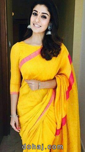 Light Pink Saree Contrast Blouse