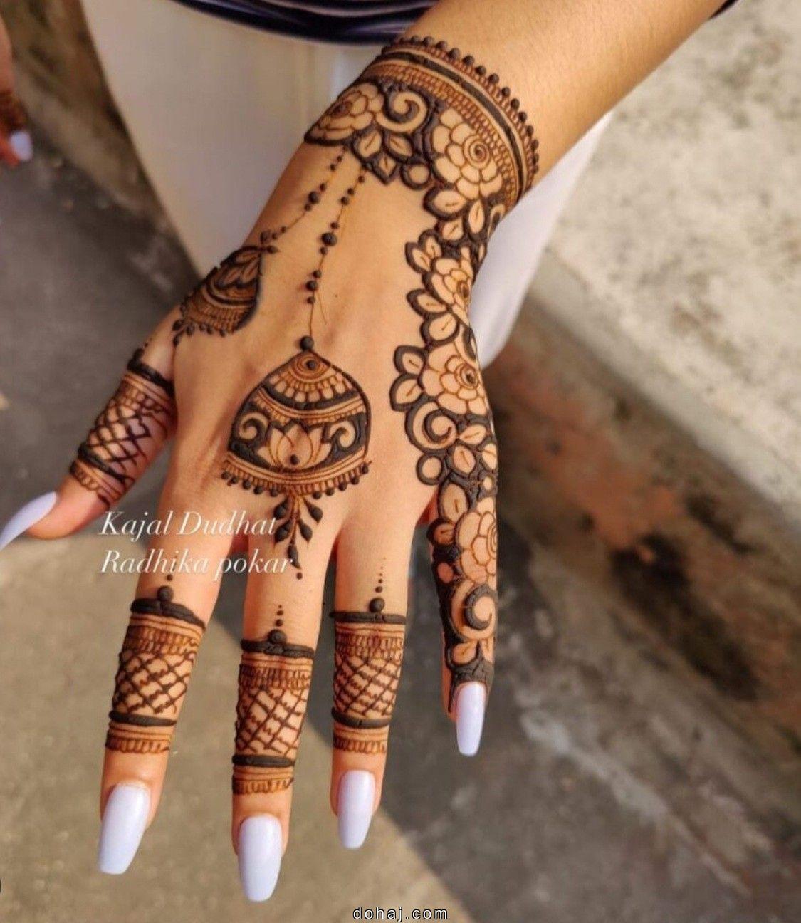 Lotus Mehndi Design Back Hand