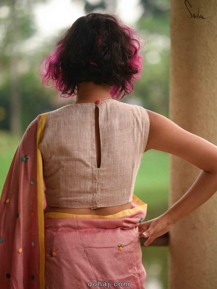 Modern Cotton Saree Blouse Back Neck Designs