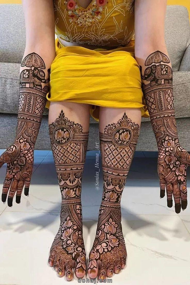 Modern Rose Bridal Mehndi Design