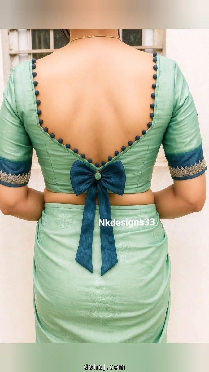 Paithani Blouse Back Neck Designs