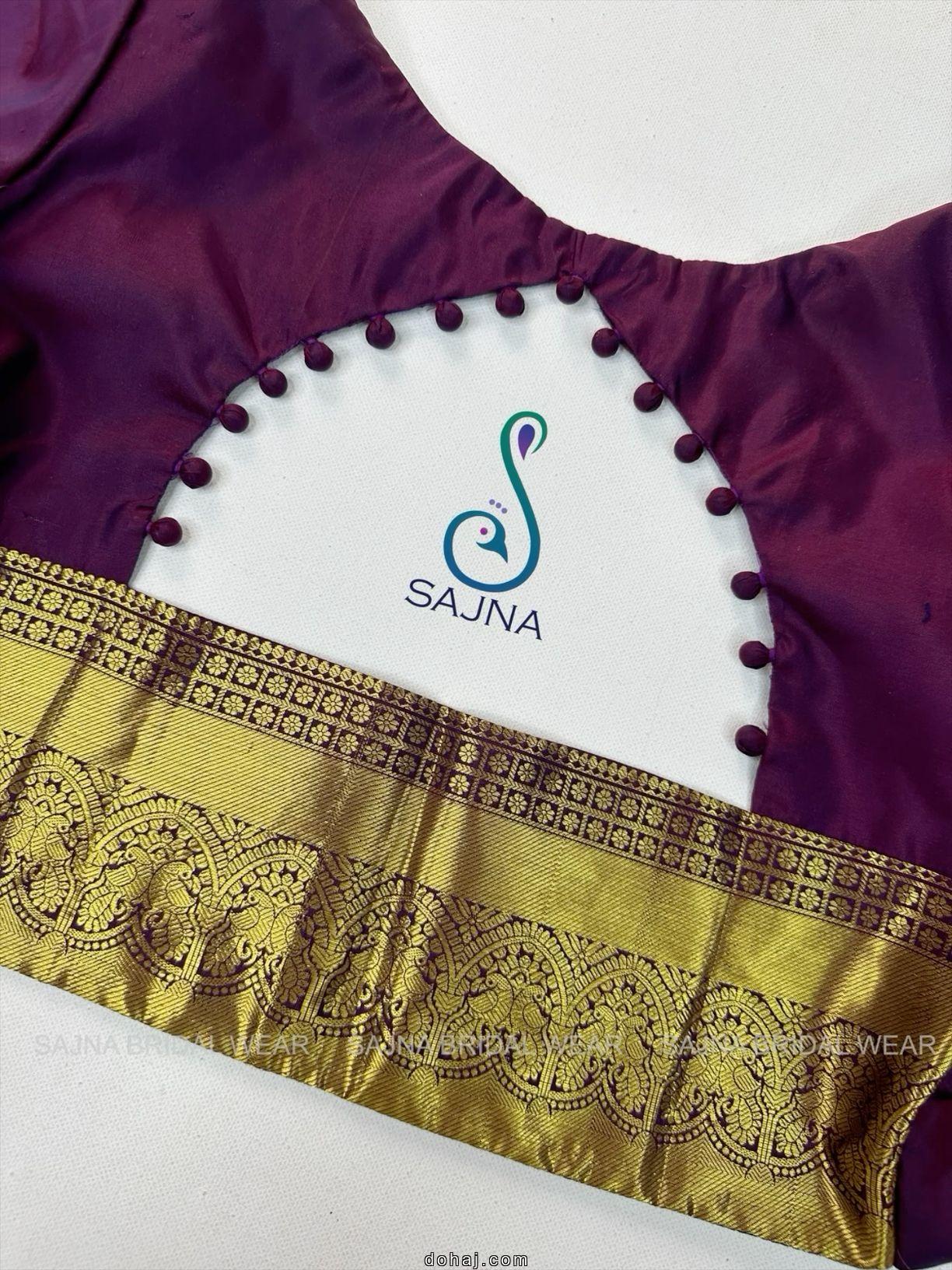 Patch Work Silk Saree Blouse Designs Back Neck