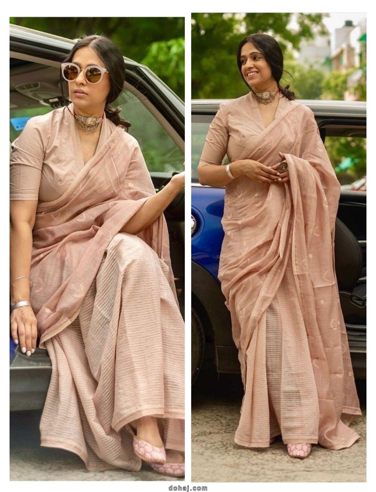 Red Saree Contrast Blouse