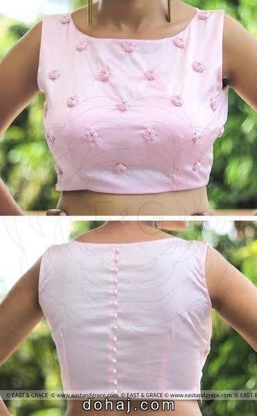 Silk Boat Neck Blouse Designs Front And Back