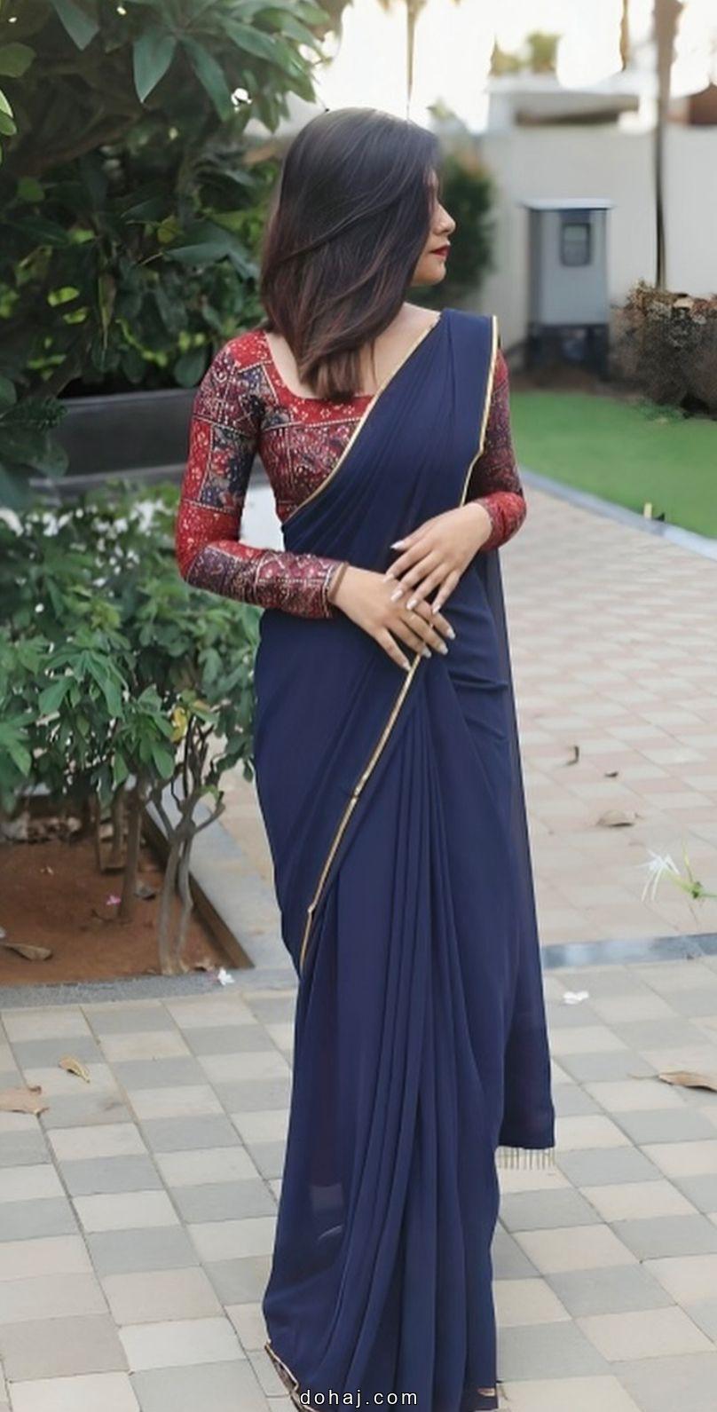 Silk Saree Blouse Back Neck Designs