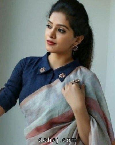 Silk Saree Boat Neck Blouse Design