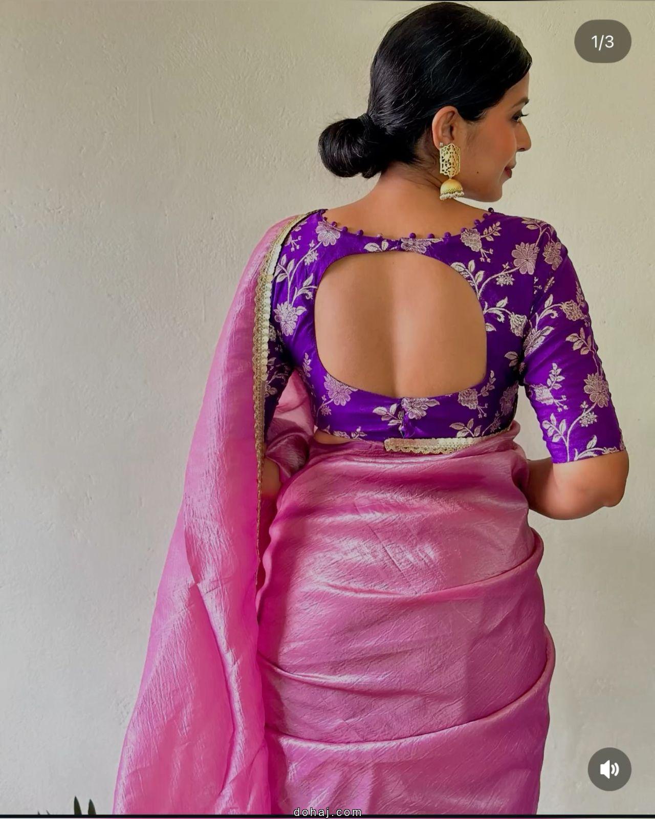 Silk Saree Silk Saree Boat Neck Blouse Designs